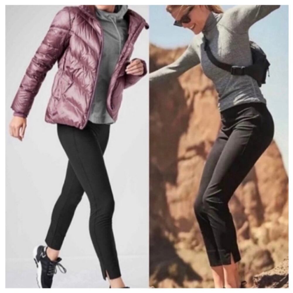 Athleta wander slim ankle pants hiking travel black pants size 0
